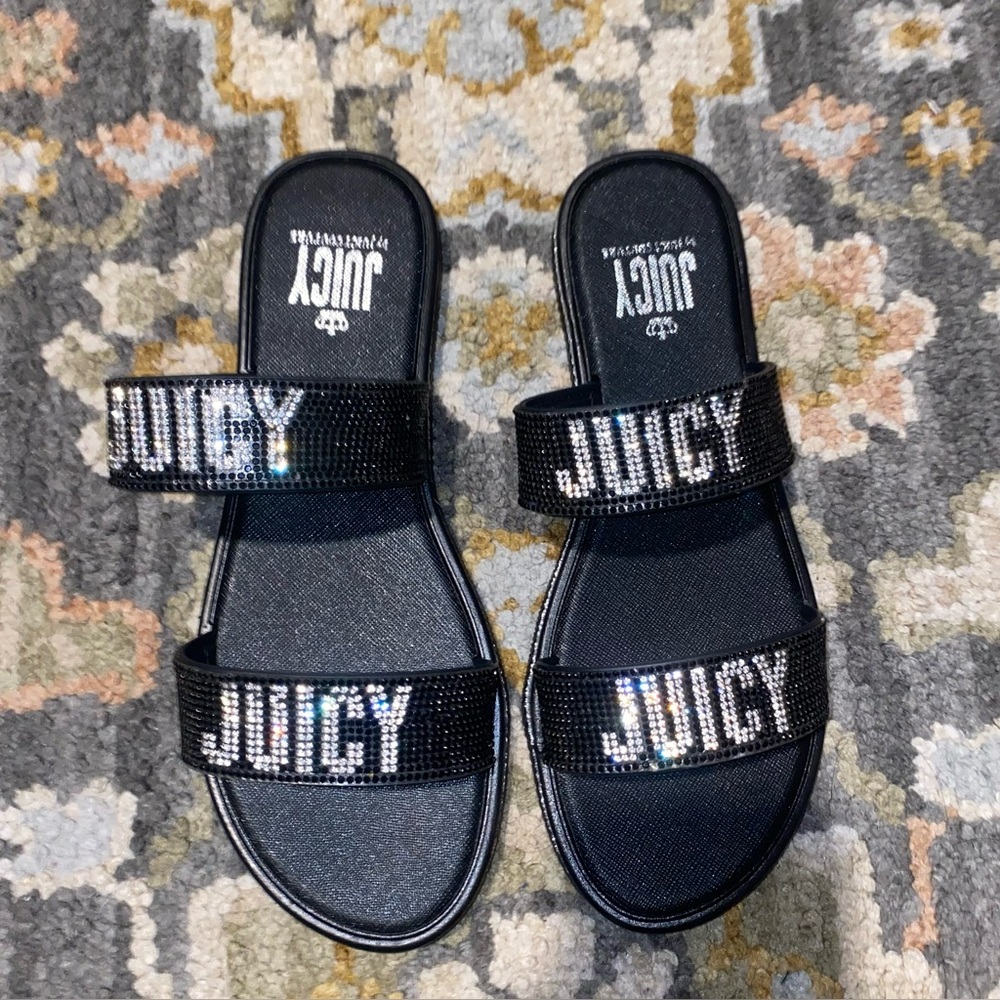 Juicy Couture 2000s glamorous glamour bedazzled rhinestone sandals